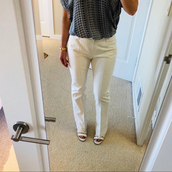 Chloe white cotton straight leg pants sz 44 - Picture 2 of 9